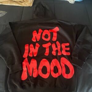 Black Hoodie with Red Heart Design